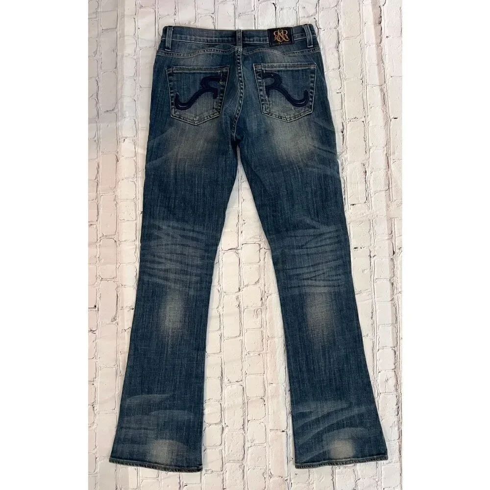 Rock & Republic Women's 8 Kasandra Distressed Bootcut Jeans Dark Wash Western